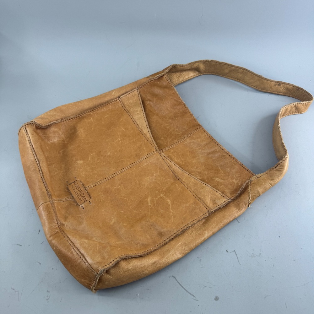 American Leather Co Womens Hobo Bag Tan Leather Large Shoulder Tote Handbag